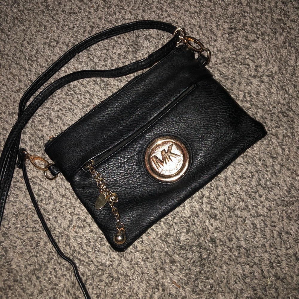 Michael Kors Small black leather crossbody purse